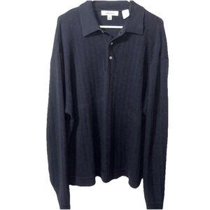 Vtg Joseph & Feiss International Mens Sweater XXL Black Wool Blend Hong Kong